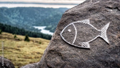 Ichthys - The Drawn Fish, a Symbol of Christianity, on the Stone