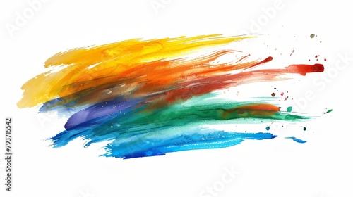 A colorful brush stroke with a white background