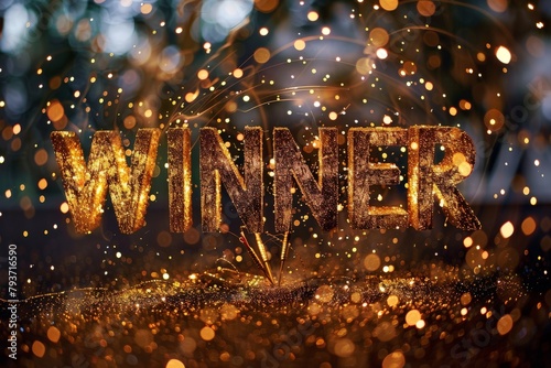 Big Win in Casino creative poster. 3D retro-inspired banner with golden confetti cascading across a rich purple background. Beautiful simple AI generated image in 4K, unique. photo