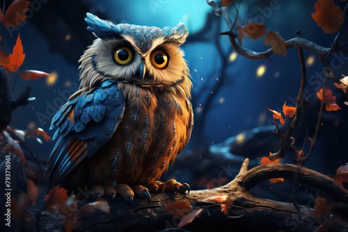 owl on branch photo
