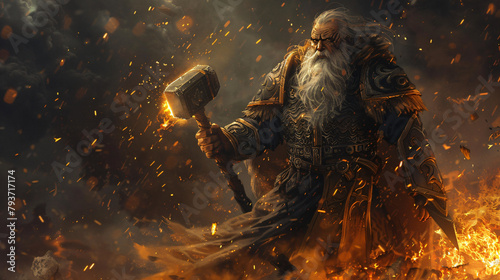 The brutal cleric is an old man in heavy magical plate © khan
