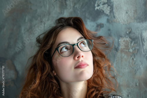 curious woman with hair