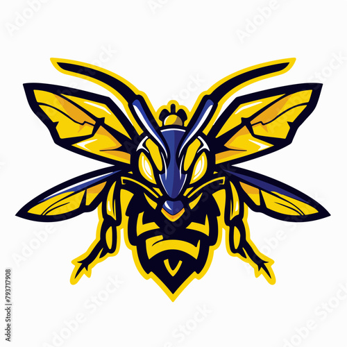 Wasp Mascot for Esports Team Logo Flat Color and Kid Friendly Vector Illustration