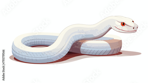 White albino snake cartoon animal design flat vecto