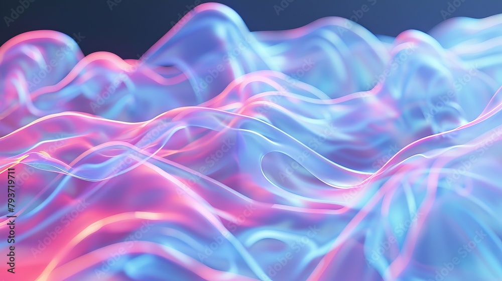 Glowing neon waves pulsating with energy and vitality, perfect for dynamic designs against white