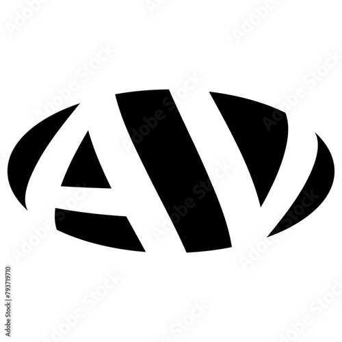 Oval logo double letter A, V two letters av va photo