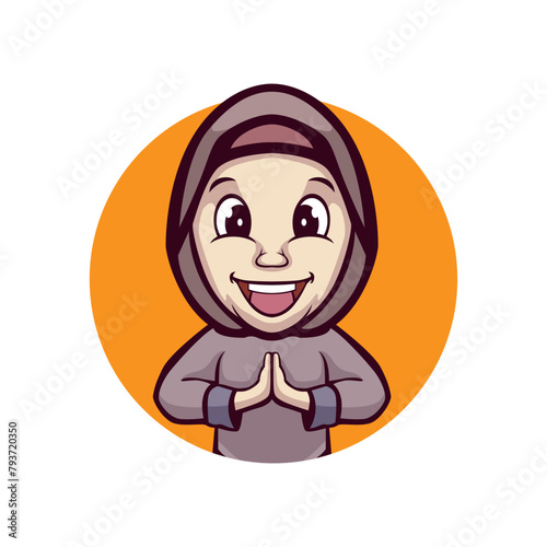 Hijab girl give a greetings pose