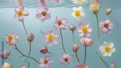 Spring slowers floating under water photo