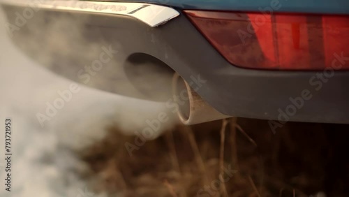 Air pollution is caused by smoke from car's exhaust pipe creating an ecology problem






 photo