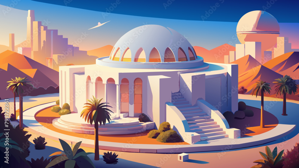 Fototapeta premium Abstract architecture background. White circular building. 