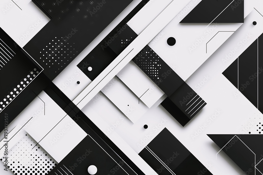 Abstract black and white background from a set of different geometric shapes Abstract black and white background from a set of different geometric shapes