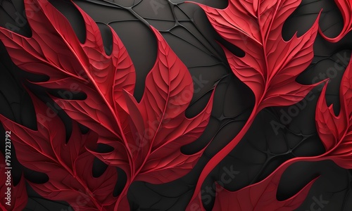 wallpaper representing abstract leaves with its veins on a black background