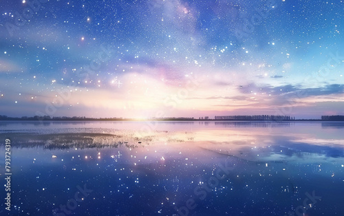 Starlit Serenity by the Lake isolated on transparent background PNG. © Yasir
