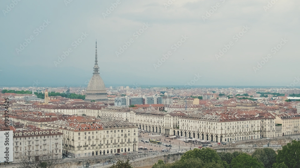 Top view of Turin cityscape