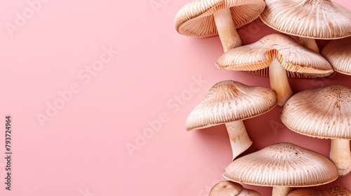 Maitake mushroom on pastel colored background grifola frondosa displayed in soft tones
