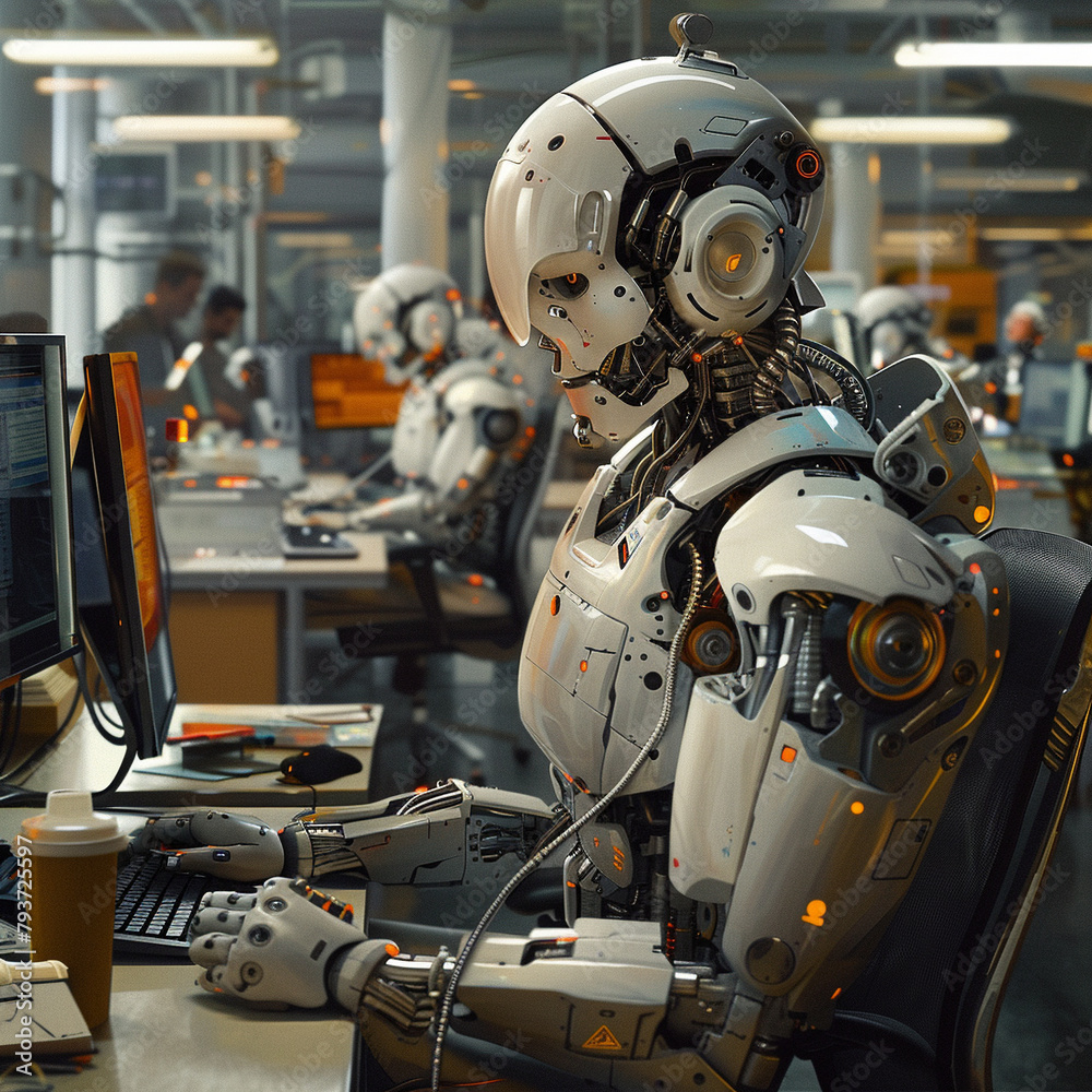 A photorealistic depiction of a humanoid robot, indistinguishable from a human