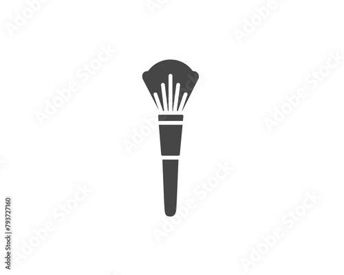 Makeup and cosmetics. Vector graphic black icons of beauty brushes for face, powder, blush, eyeshadow.