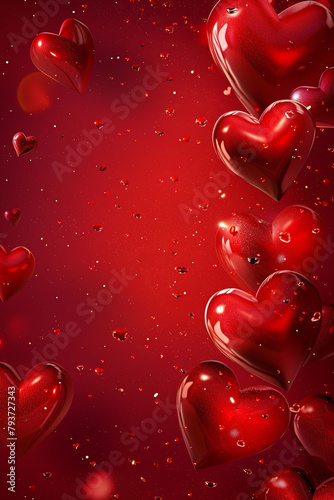 valentine background with hearts  red color