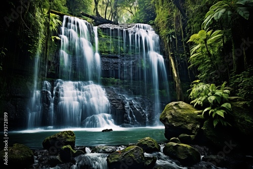 Exotic Waterfall Destinations: Stunning Cascading Waterfall Photo Backgrounds