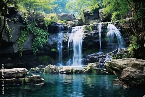 Cascading Waterfall Photo Backgrounds: Natural Rock Pool Waterfalls Exquisite Collection
