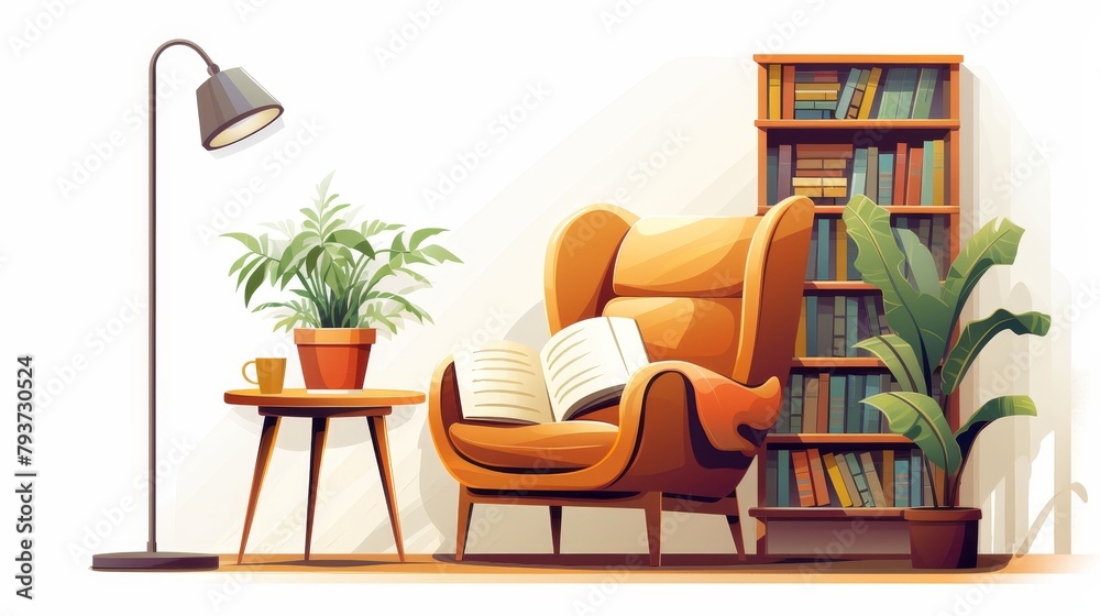 Cozy Reading Nook with Armchair and Bookshelf Cozy Reading Nook with Armchair and Bookshelf