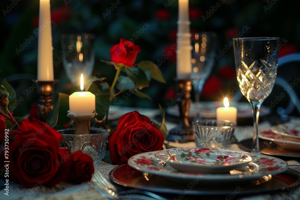 romantic dinner table set