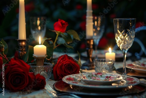 romantic dinner table set