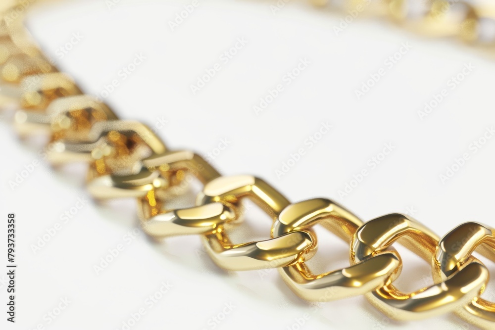 Obraz premium A luxurious 18k golden with stainless steel 316L cuban chain link necklace rests upon a background capturing the essence of wealth, style and elegance. Great as product design inspiration