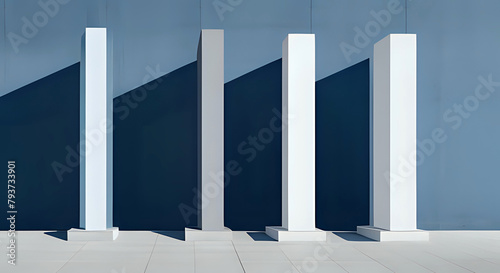 Säulen vor einer blauen Wand