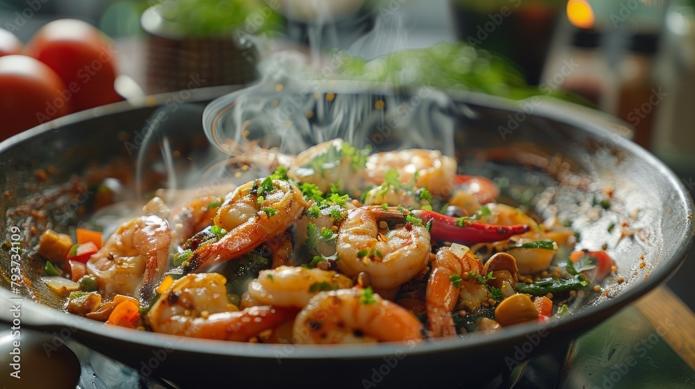 Culinary delights await as seafood and spices unite for a flavorful dish. Culinary delights await as seafood and spices unite for a flavorful dish.