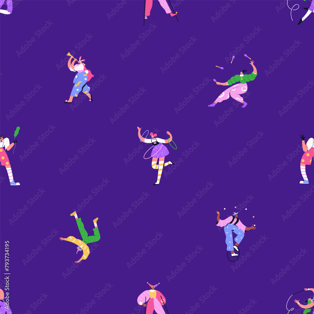 Seamless carnival pattern. Festival background with circus artists ...