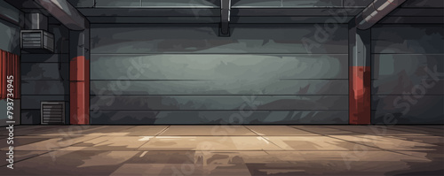 Empty garage vector isolated illustration