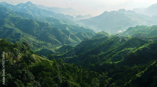 View from the mountain to the great wall