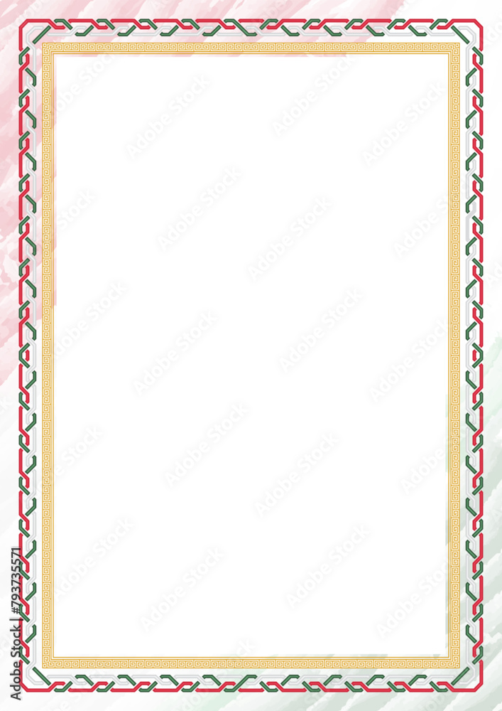 Fototapeta premium Vertical frame and border with Hungary flag