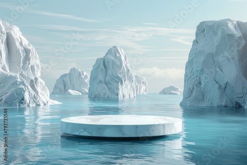 Floating ice floe in sea of the North Pole.Perfect platform for showing your products.  © aiqing
