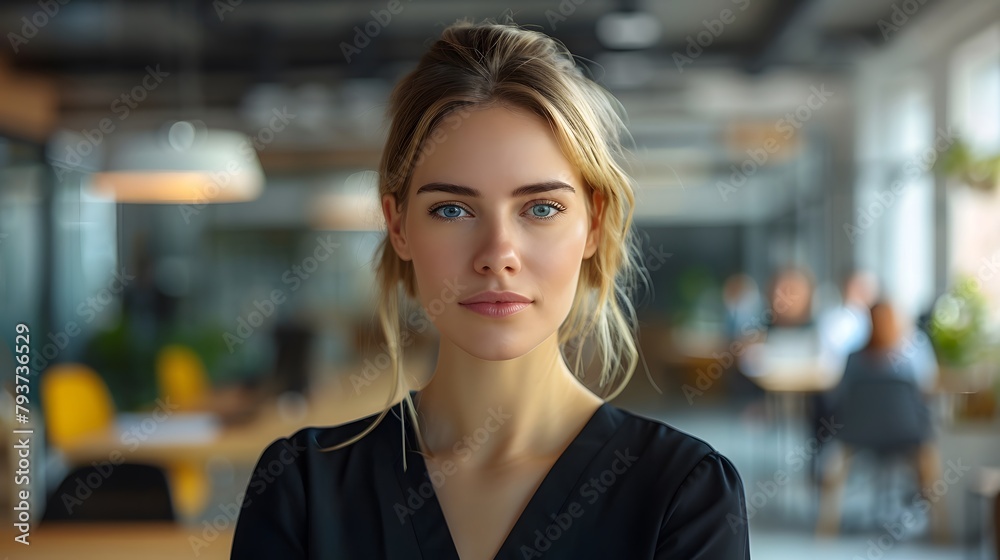 Confident Woman Standing in Office. Generative AI Confident Woman Standing in Office. Generative AI