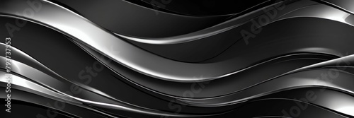 black Chrome Metal Wave Background.