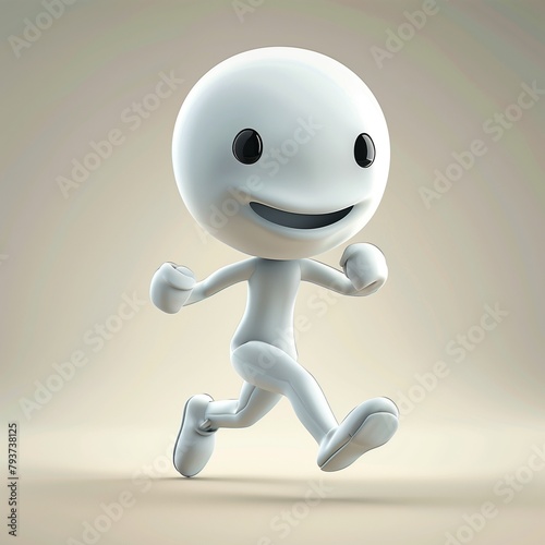 3d white man running