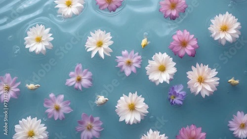 Spring Flowers and Moving Water Wave