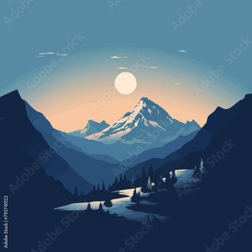 Mountain | Minimalist and Simple Silhouette - Vector illustration