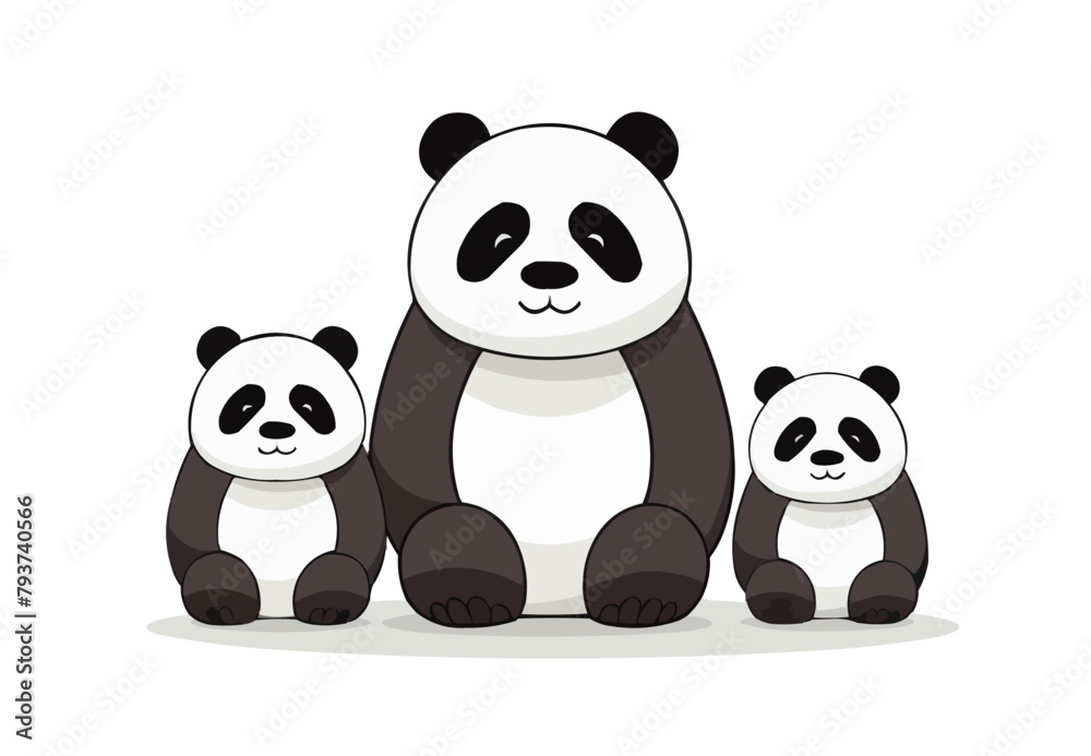 Naklejka premium Panda | Minimalist and Simple set of 3 Line White background - Vector illustration