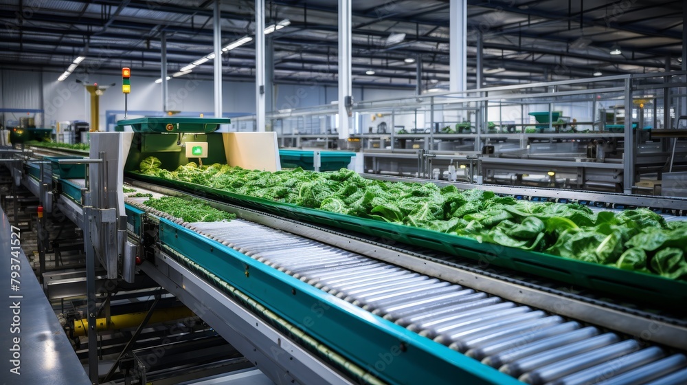 Lush lettuce crops thrive in a vast high-tech farming facility