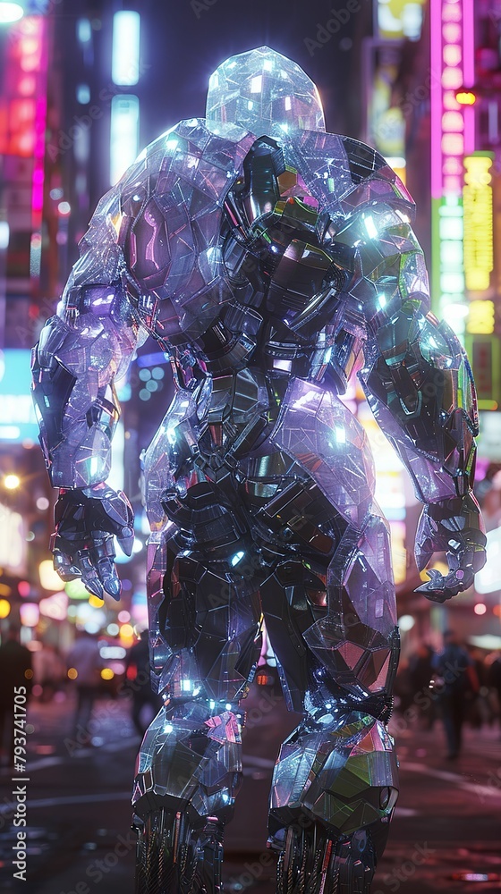 Glowing Crystal Golem Metallic Armor