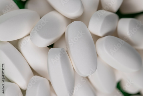 white pills close-up for medical care