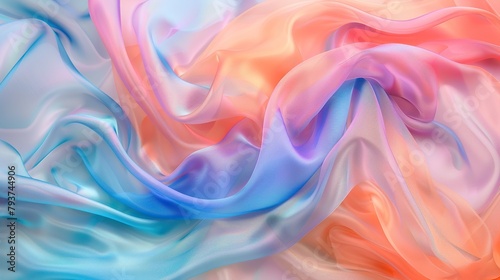 This is an image of a multicolored piece of silk with shades of pink, blue, and orange.