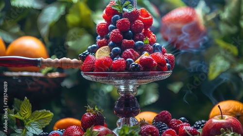 fruit hookah fruits on a dark background photo