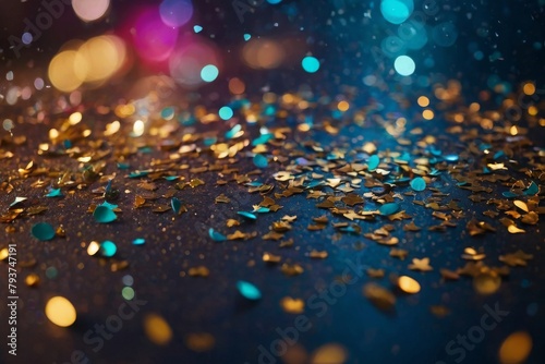 blurred holiday and party background with confetti glitters