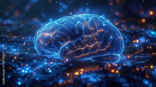 Technology driven human brain computer computing interface, artificial intelligence concept map #793747301