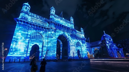 Starry night at the Gateway of India, Mumbai: A magnificent display of lights under a celestial shower