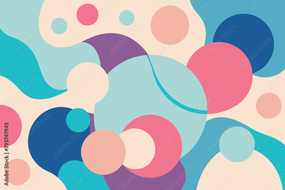Abstract metaball background in beige, light blue and pink colors vector design